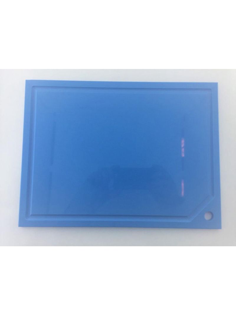 Tabua de corte em polietileno - azul - canaleta - 50 x 30