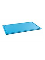 Tabua de corte em polietileno - azul - canaleta - 50 x 30
