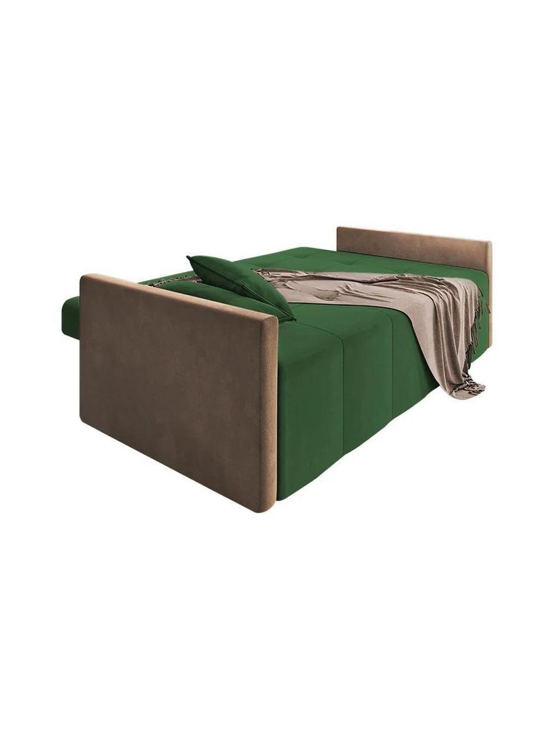 Sofá Cama Casal Paris Retrátil E Reclinável 2,10m Veludo Verde