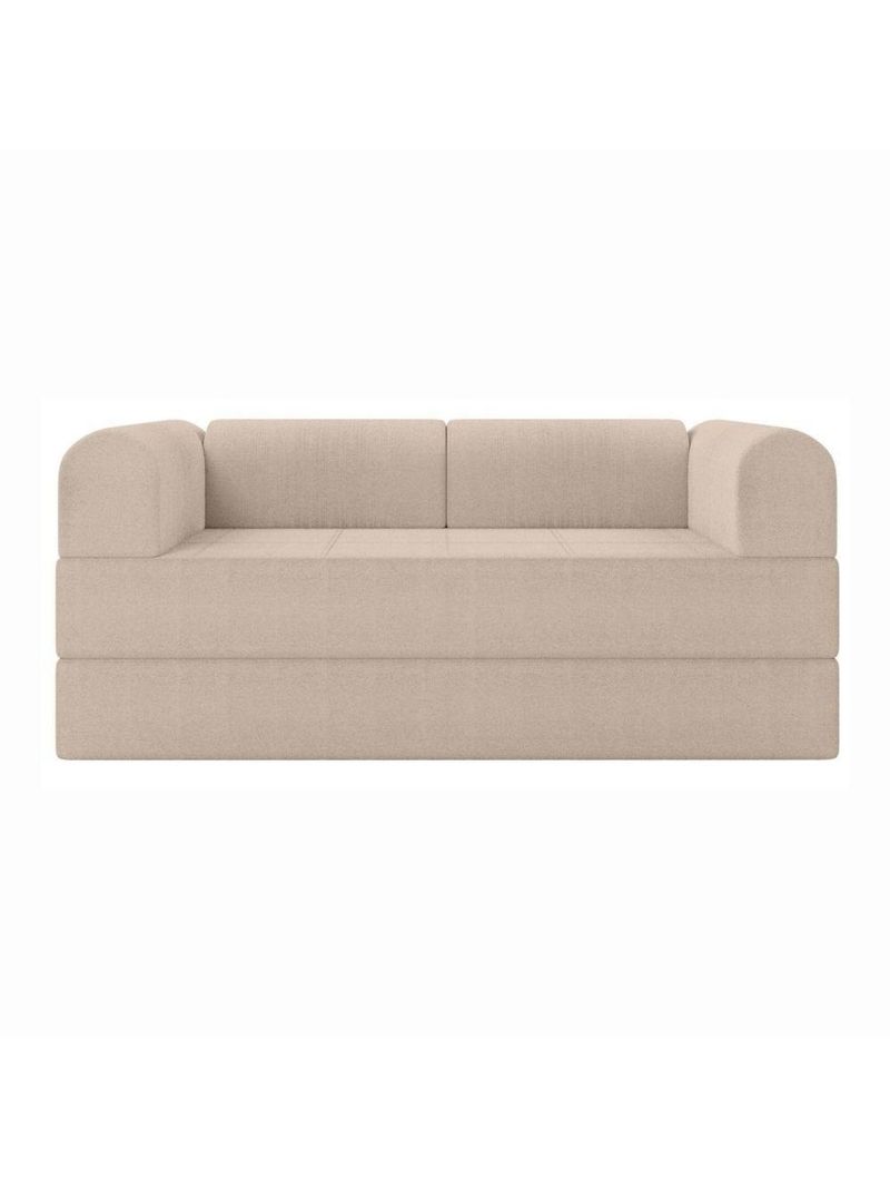 Sofá Na Caixa Modular 2 Lugares Linho Bege Maya Para Sala Bege