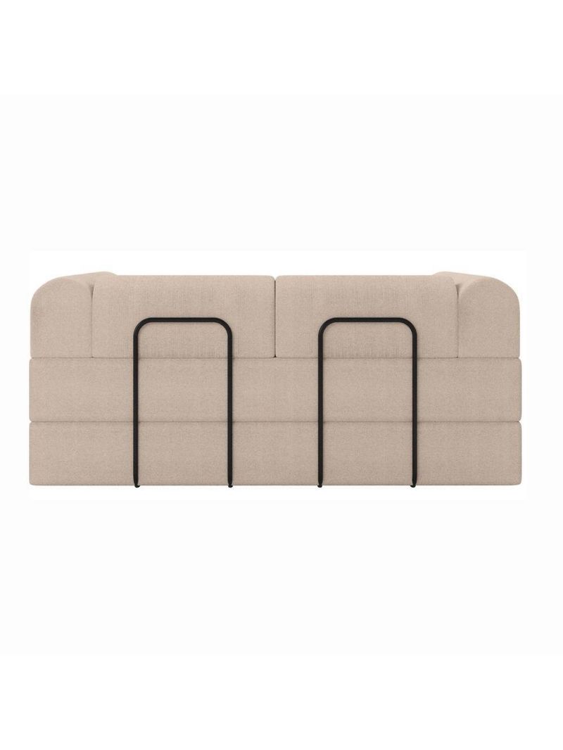 Sofá Na Caixa Modular 2 Lugares Linho Bege Maya Para Sala Bege
