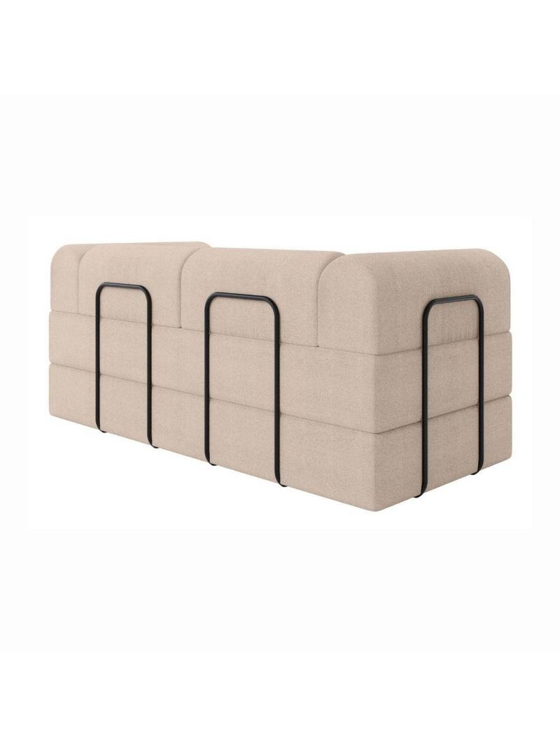 Sofá Na Caixa Modular 2 Lugares Linho Bege Maya Para Sala Bege