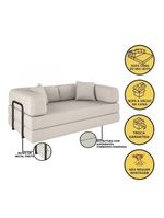 Sofá Na Caixa Modular 2 Lugares Linho Bege Maya Para Sala Bege