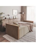 Sofá Cama 4 Lugares Paris Retrátil E Reclinável 2,10m Veludo Areia/marrom