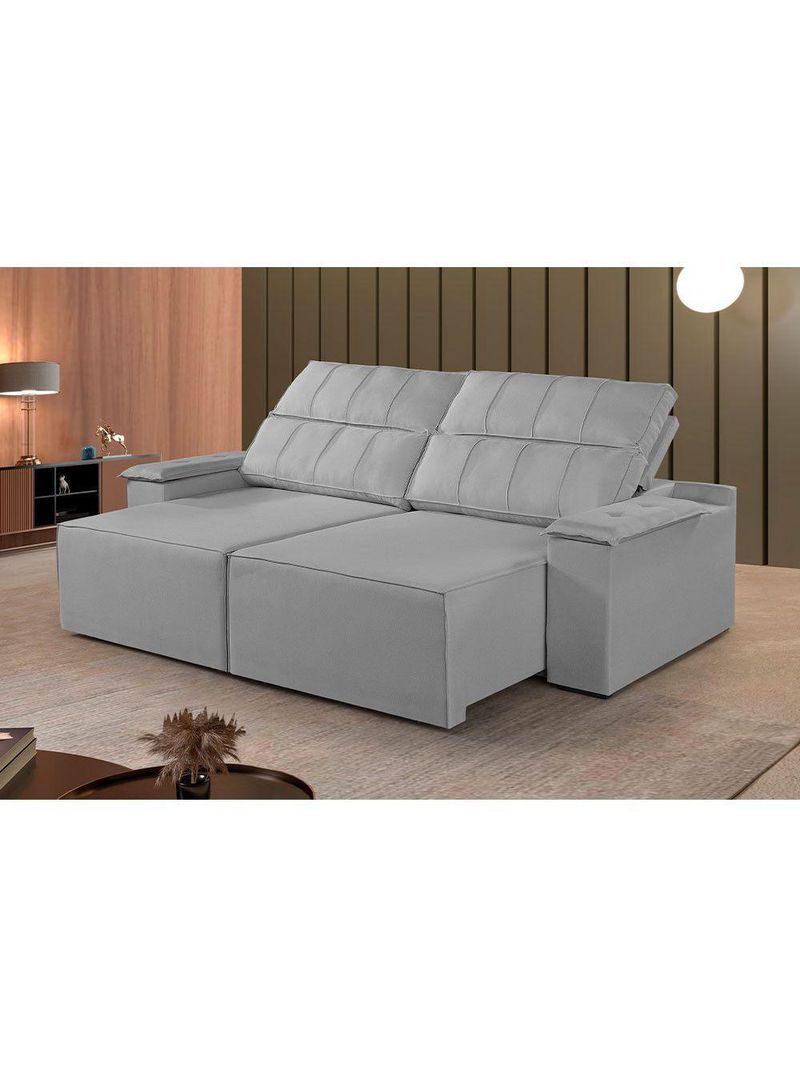 Sofá 3 Lugares Retrátil E Reclinável Martins M-182 Veludo Cinza