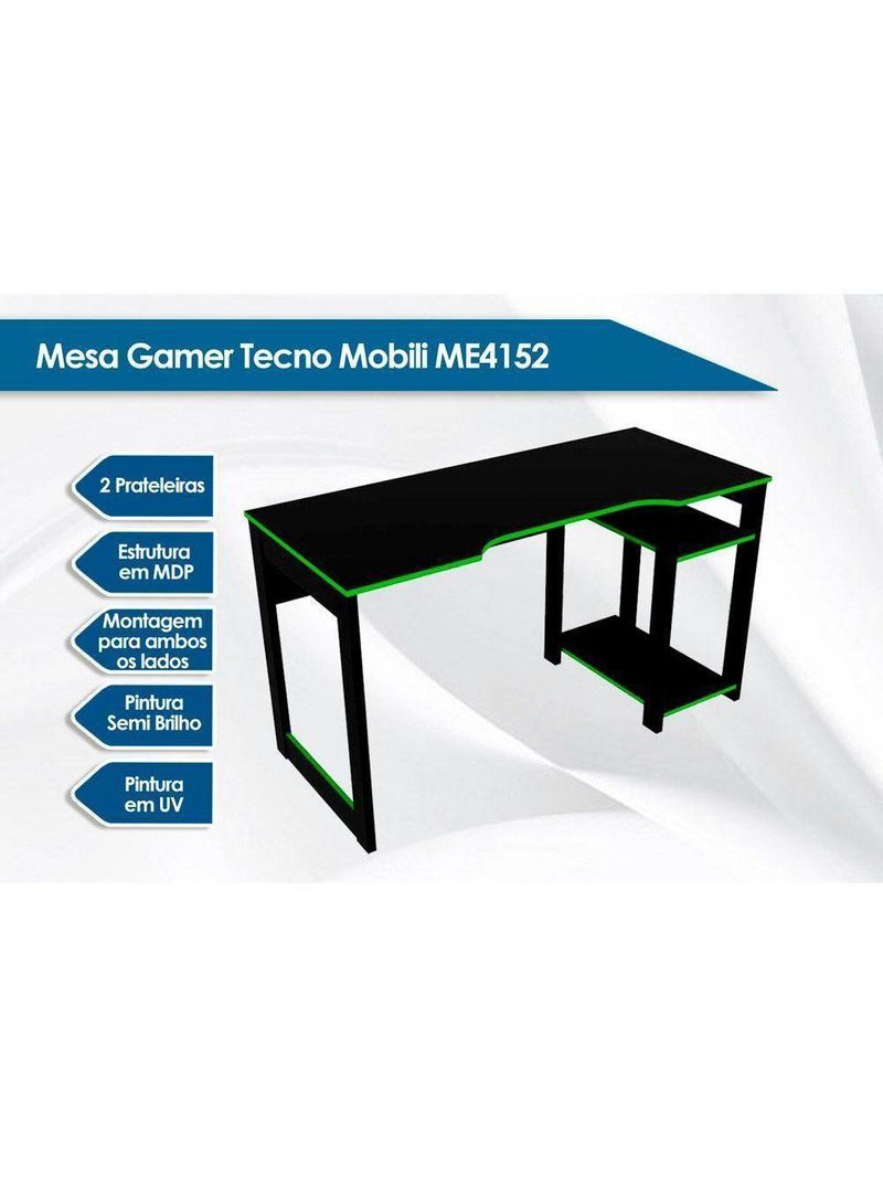 Mesa Computador Gamer  ME4152 Preto/Vermelho - Tecno Mobili