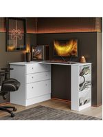 Cômoda Com Mesa Gamer Giratória Branco Qmovi Branco