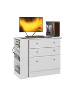 Cômoda Com Mesa Gamer Giratória Branco Qmovi Branco
