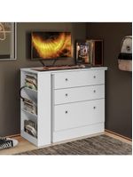Cômoda Com Mesa Gamer Giratória Branco Qmovi Branco