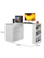 Cômoda Com Mesa Gamer Giratória Branco Qmovi Branco