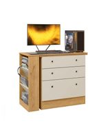 Cômoda Com Mesa Gamer Giratória Freijo Com Off White Qmovi