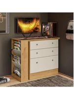 Cômoda Com Mesa Gamer Giratória Freijo Com Off White Qmovi