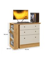 Cômoda Com Mesa Gamer Giratória Freijo Com Off White Qmovi