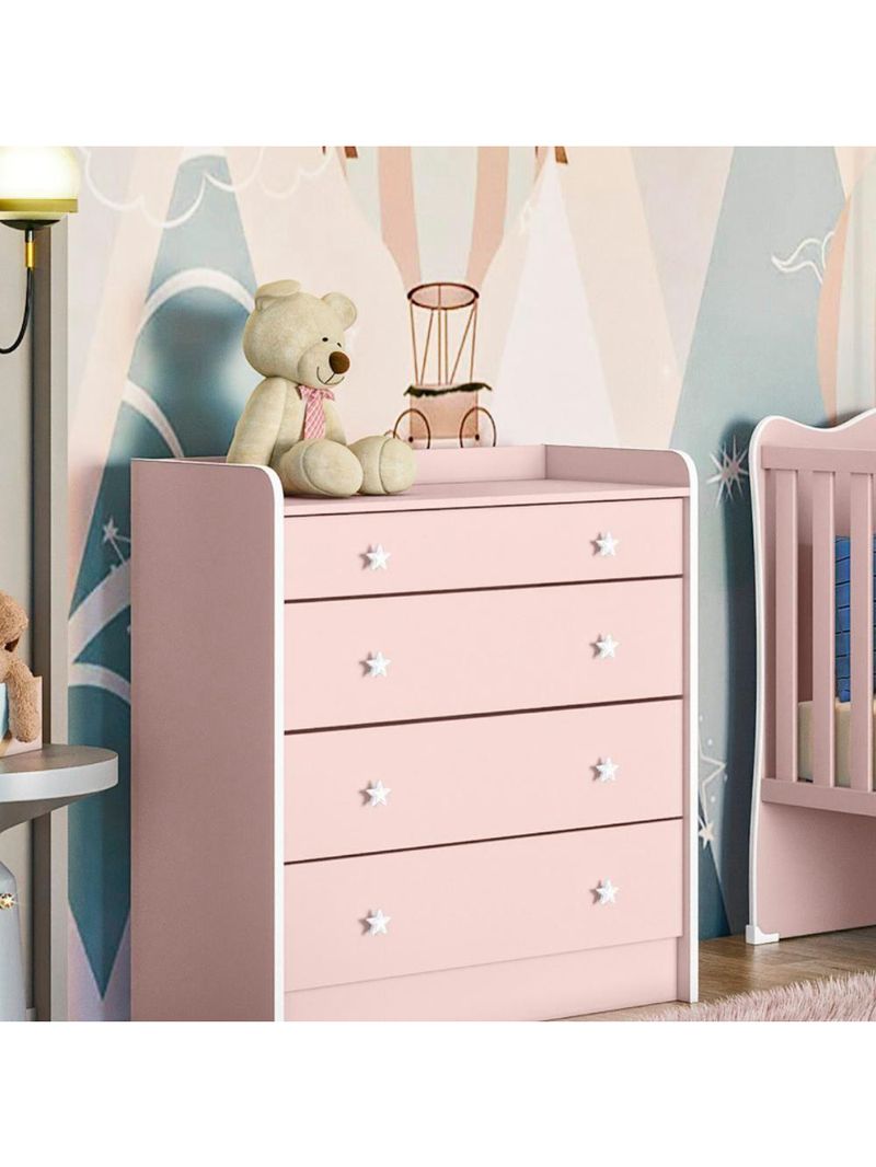 Jogo Completo Quarto De Bebê Arica Rosa Acetinado