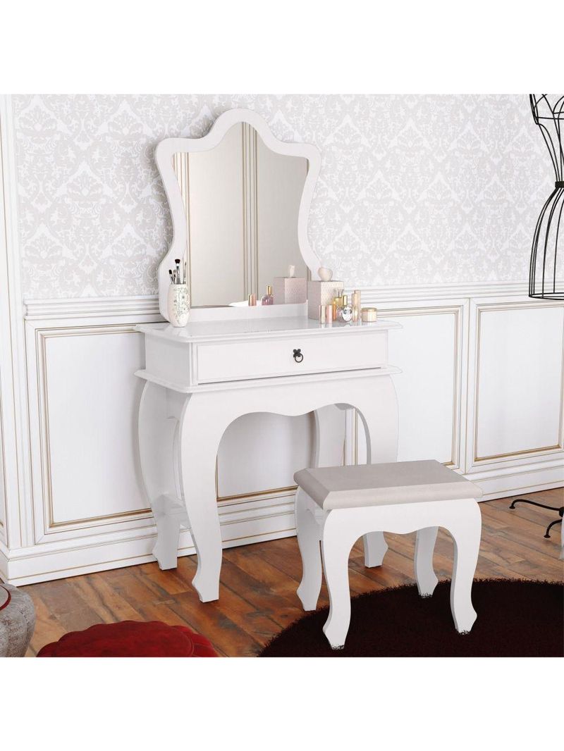 Penteadeira Com Banqueta Laila Luxo Infantil Branco