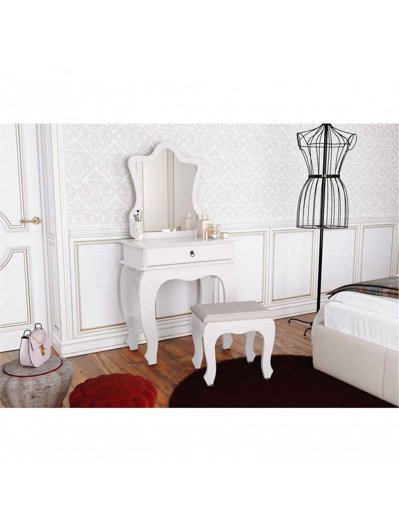 Penteadeira Com Banqueta Laila Luxo Infantil Branco