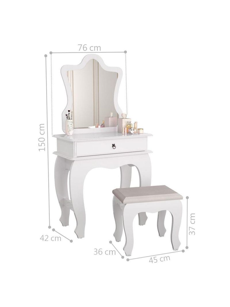 Penteadeira Com Banqueta Laila Luxo Infantil Branco
