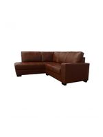 Sofá De Couro Canto Marrocos 2 Lugares Com Chaise Esquerda Conhaque Com Brilho - Mempra Design