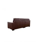 Sofá De Couro Canto Marrocos 2 Lugares Com Chaise Esquerda Conhaque Com Brilho - Mempra Design
