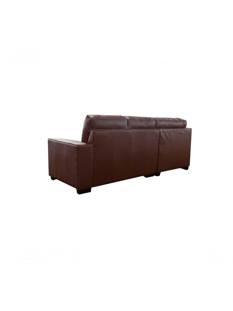 Sofá De Couro Canto Marrocos 2 Lugares Com Chaise Esquerda Conhaque Com Brilho - Mempra Design