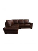 Sofá De Couro Canto Marrocos 2 Lugares Com Chaise Esquerda Marrom Bicolor - Mempra Design
