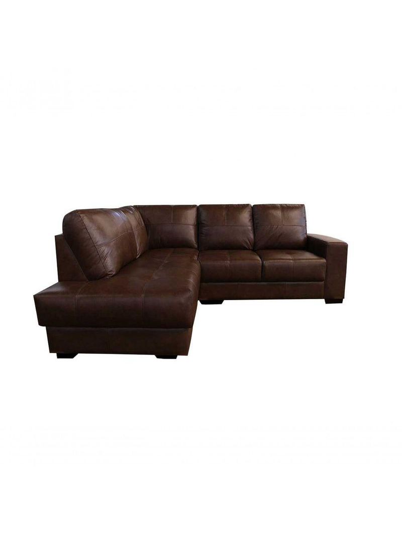 Sofá De Couro Canto Marrocos 2 Lugares Com Chaise Esquerda Marrom Bicolor - Mempra Design