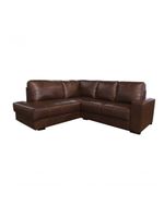 Sofá De Couro Canto Marrocos 2 Lugares Com Chaise Esquerda Marrom Bicolor - Mempra Design