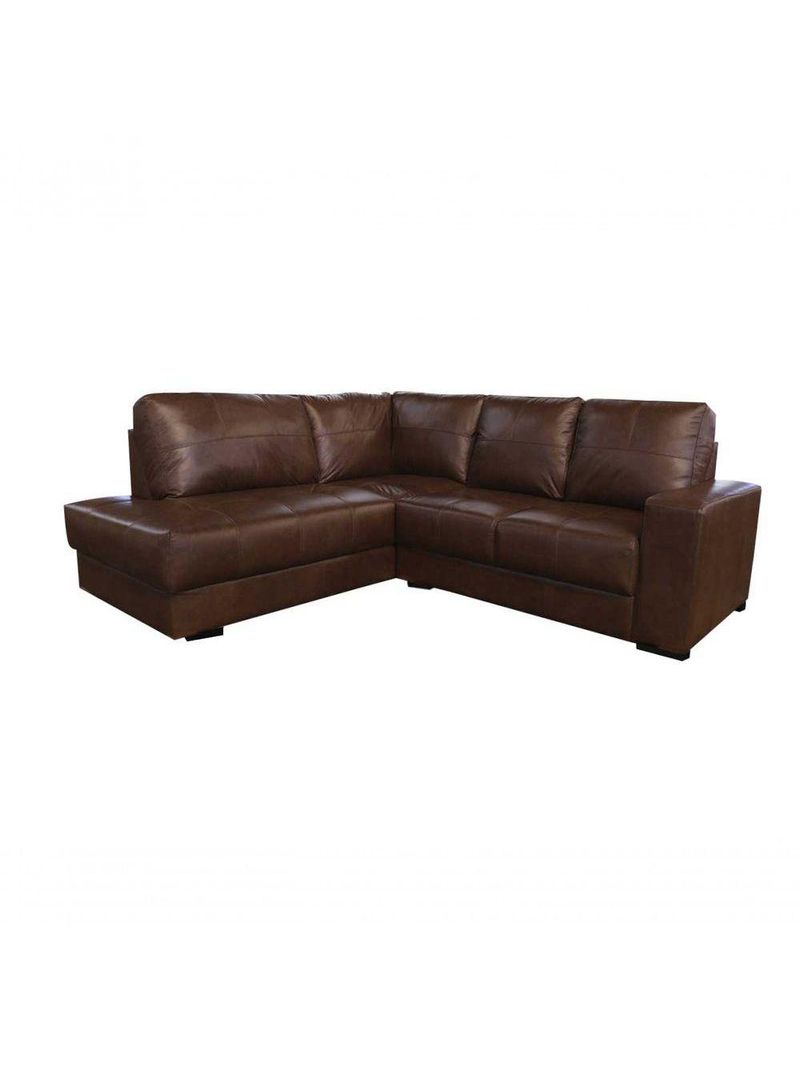 Sofá De Couro Canto Marrocos 2 Lugares Com Chaise Esquerda Marrom Bicolor - Mempra Design