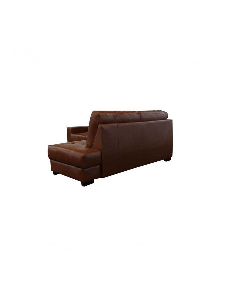 Sofá De Couro Canto Marrocos 2 Lugares Com Chaise Direita Conhaque Com Brilho - Mempra Design