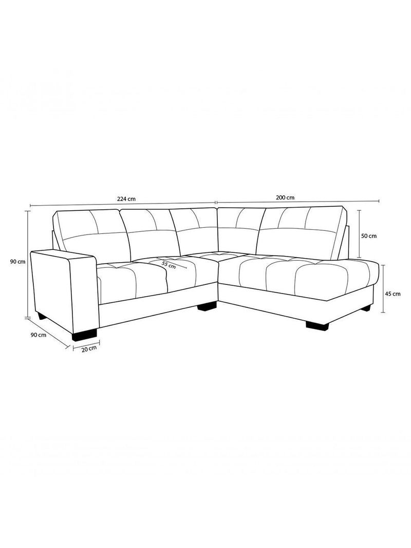 Sofá De Couro Canto Marrocos 2 Lugares Com Chaise Direita Conhaque Com Brilho - Mempra Design