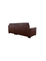 Sofá De Couro Canto Marrocos 2 Lugares Com Chaise Direita Conhaque Com Brilho - Mempra Design