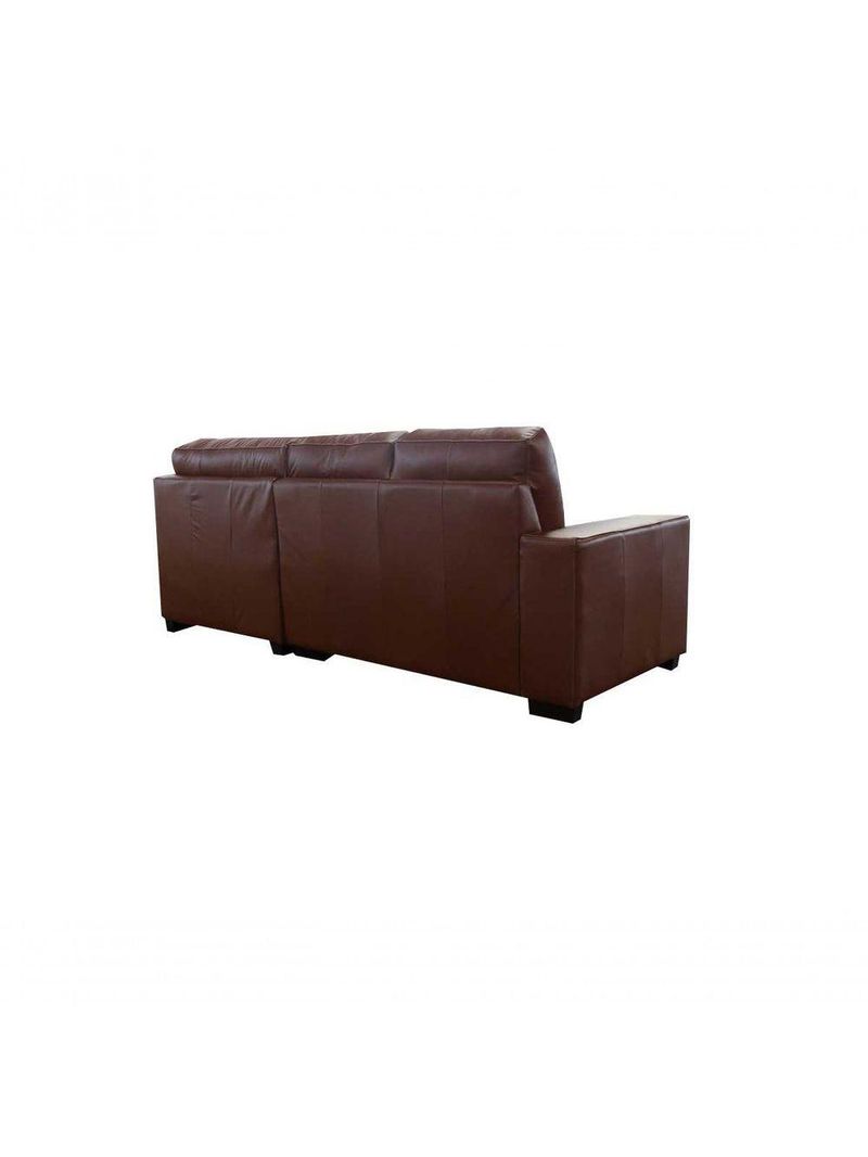 Sofá De Couro Canto Marrocos 2 Lugares Com Chaise Direita Conhaque Com Brilho - Mempra Design