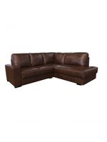 Sofá De Couro Canto Marrocos 2 Lugares Com Chaise Direita Marrom Bicolor - Mempra Design