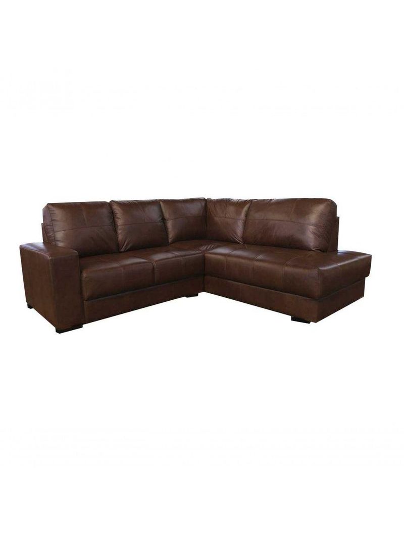 Sofá De Couro Canto Marrocos 2 Lugares Com Chaise Direita Marrom Bicolor - Mempra Design