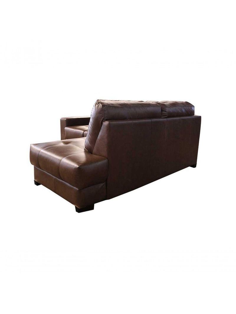 Sofá De Couro Canto Marrocos 2 Lugares Com Chaise Direita Marrom Bicolor - Mempra Design