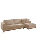 Sofá Cronos Linho 4lug Chaise Lado Direito Meu Sofá Online A226 Linho Bege