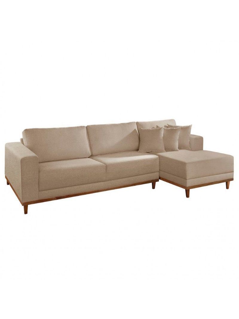 Sofá Cronos Linho 4lug Chaise Lado Direito Meu Sofá Online A226 Linho Bege