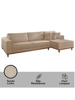 Sofá Cronos Linho 4lug Chaise Lado Direito Meu Sofá Online A226 Linho Bege