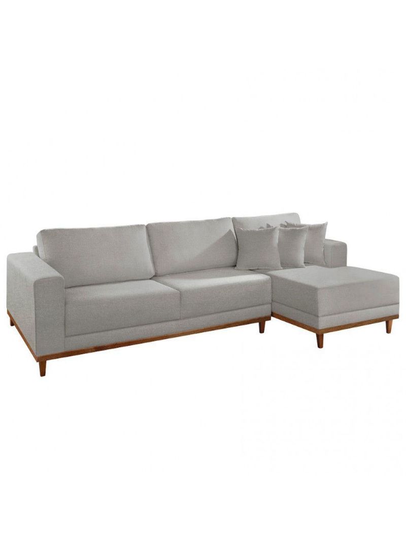 Sofá Cronos Linho 4lug Chaise Lado Direito Meu Sofá Online A230 Linho Cinza