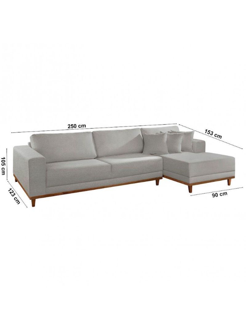 Sofá Cronos Linho 4lug Chaise Lado Direito Meu Sofá Online A230 Linho Cinza