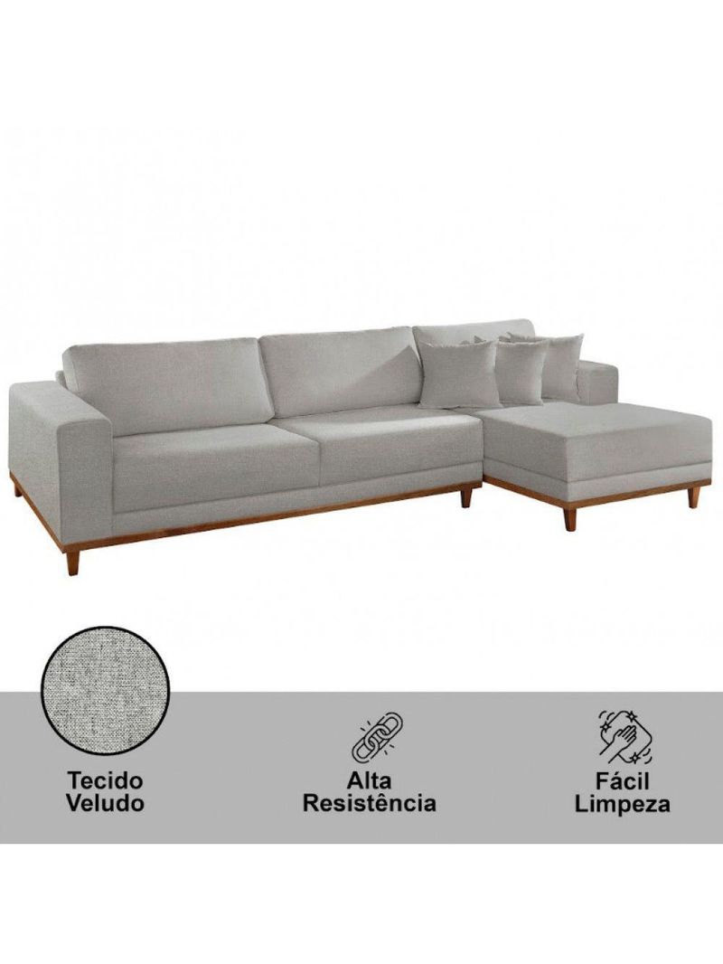Sofá Cronos Linho 4lug Chaise Lado Direito Meu Sofá Online A230 Linho Cinza