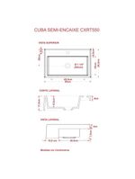 Cuba Semi Encaixe Retangular Xrt55w Colorida Cinza