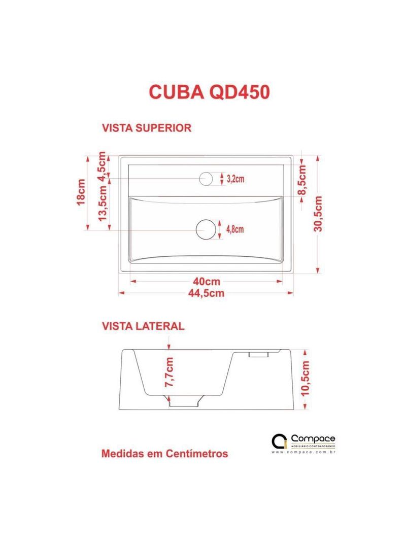 Cuba Apoio Retangular Q450w Colorida Cinza