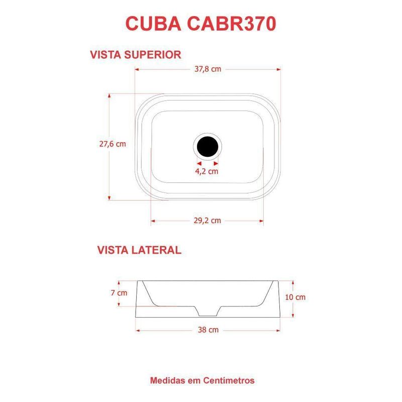 Cuba De Apoio Retangular Br37w Branca Branco Gel