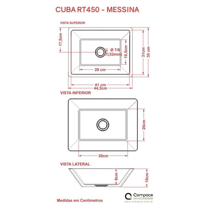 Cuba Apoio Retangular Rt45w Colorida Branco