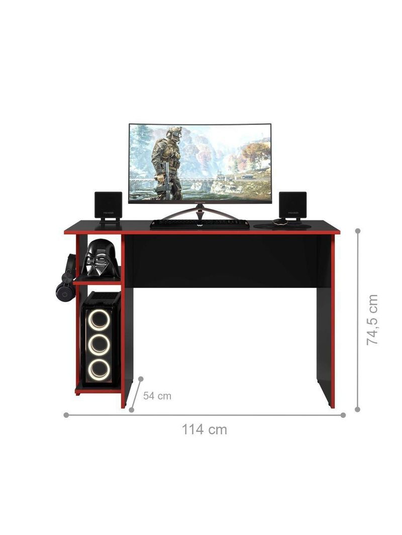 Escrivaninha Gamer West Preto Vermelho