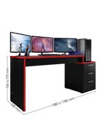 Escrivaninha Gamer Sandalus Preto Vermelho