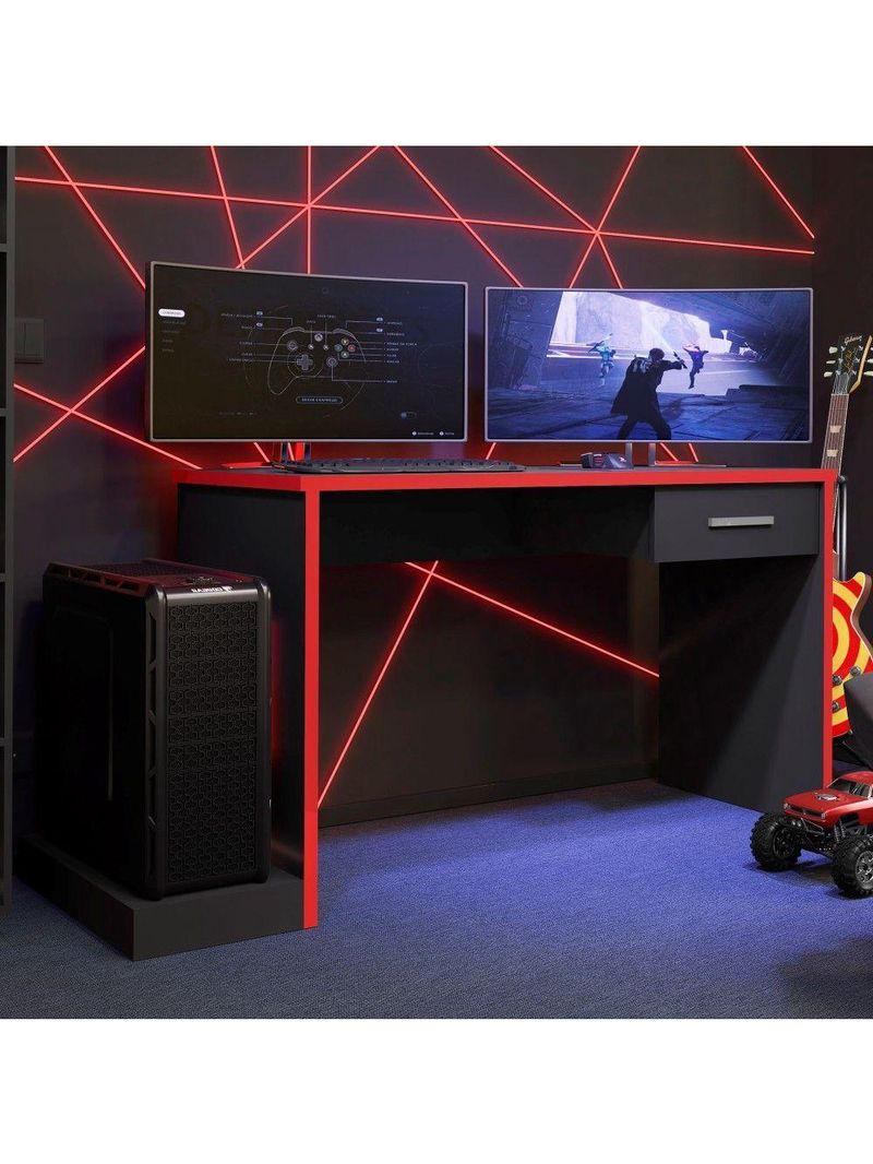 Escrivaninha Gamer Ellenge Preto Vermelho