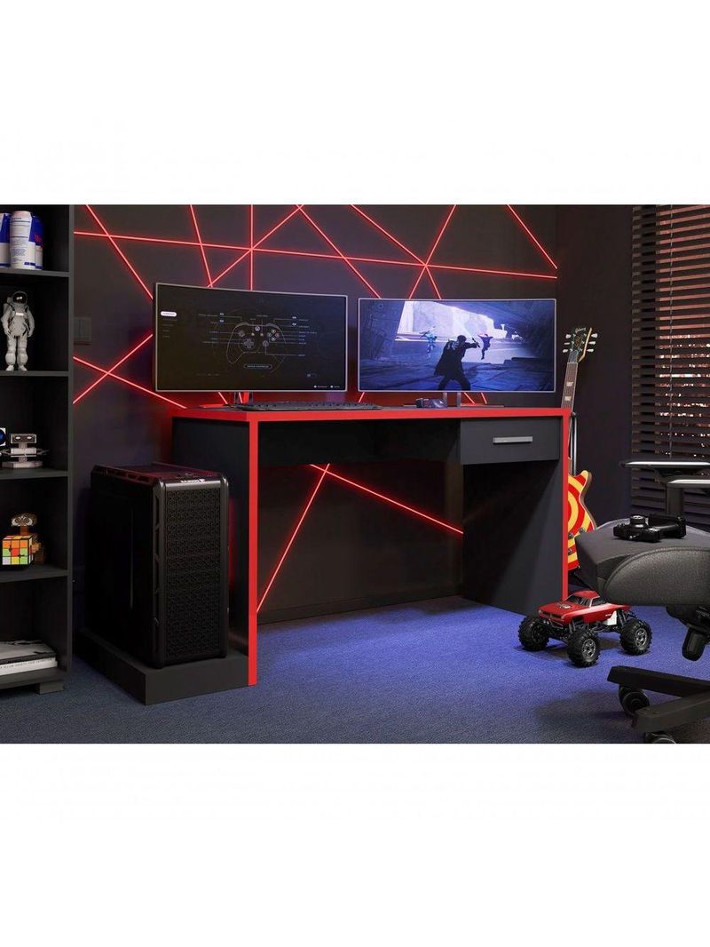 Escrivaninha Gamer Ellenge Preto Vermelho