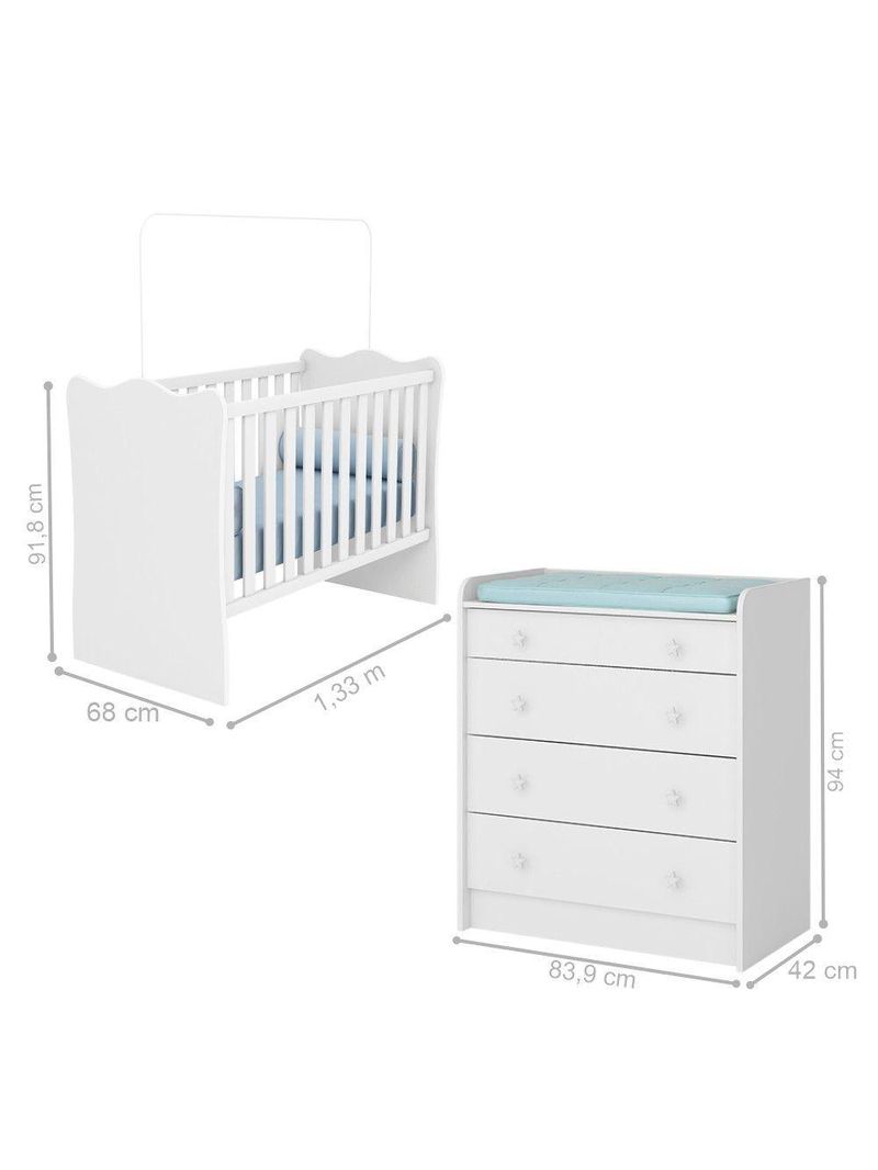Quarto De Bebê Berço E Gaveteiro York Branco